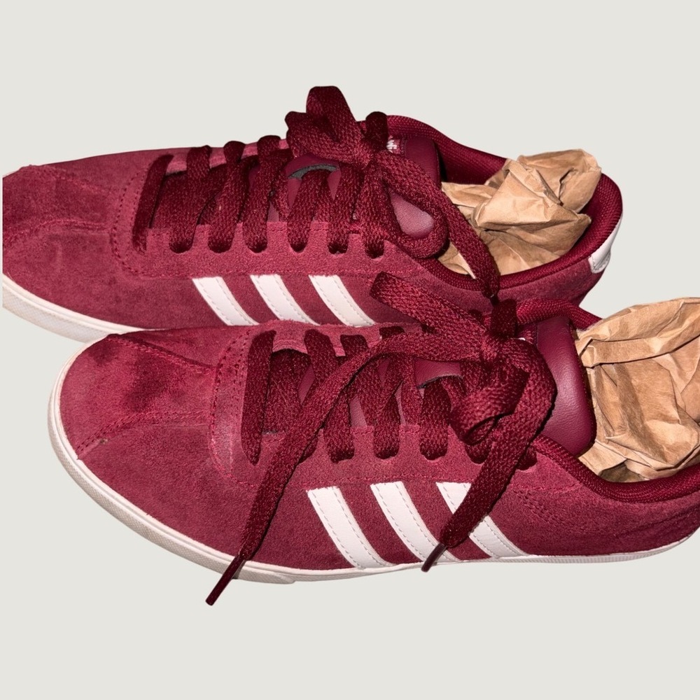 Adidas Neo VL Court 2.0 Burgundy Suede Sneakers Womens Size 7 CG5819 Wine Red